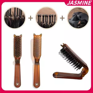 JASMINE Tai Mèo Boar Lông Bàn Chải Tóc Màu Hổ Phách Có Thể Gập Lại Di Động Nhà Thơ Du Lịch Massage Tạo Kiểu Dụng Cụ Salon Nữ Quà Tặng JASMINE Mới