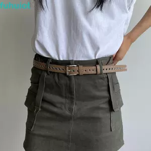 FUHUIOT Dây Da PU Có Thể Điều Chỉnh Đơn Giản Hợp Thời Trang Vòng Tròn Pin Khóa Mỏng Cho Nữ Quần Jean Đầm Thắt Lưng Thời Trang