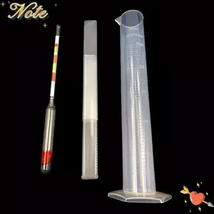 NOTE1 3 Máy Đo Cồn Bia, Có Túi Bảo Quản Bộ Bình Thử Nghiệm Thủy Kế Ba Cân, Dễ Sử Dụng 250 Ml Xi Lanh Nhựa Thủy Kế Rượu Bia Mead