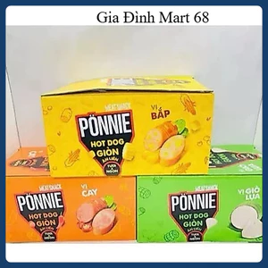 Hộp 20 Gói Xúc Xích Ponnie Hot Dog Giòn – Ăn Liền 28g / Mini 20g, Tiện Lợi, Ngon Rẻ.