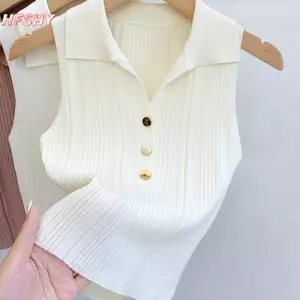 HFSHY Thời Trang Màu Trơn Gợi Cảm Nút Ngọt Ngào Ve Áo Vest Nữ VN