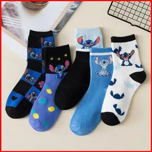 Stitch Tất Hoạt Hình Dễ Thương Nữ Giữa Ống Tất Trẻ Em Anime Ống Dài Tất Nữ Bốn Mùa Hút Mồ Hôi