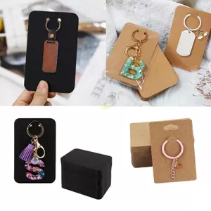 Flgo 50 Chiếc Móc Khóa Đựng Thẻ Giấy Nâu Móc Khóa Trang Sức Hiển Thị Thẻ Bán Lẻ