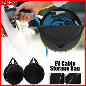 Túi đựng cáp sạc ô tô YRBWD, Hộp đựng dụng cụ ô tô màu đen màu xanh lá cây, Hộp đựng cáp treo xe điện tròn chống thấm nước