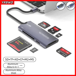 HUB USB YRBWD, Hỗ trợ Bộ chia SD + TF + XD + CF + M2 + MS Khuỷu tay Type-C, Bộ chuyển đổi máy tính xách tay hợp kim nhôm tốc độ cao đa năng Phụ kiện máy tính