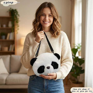 Túi đeo chéo gấu trúc sang trọng CPINCP, Túi điện thoại nhẹ hoạt hình, Vải mềm mại mềm mại thời trang Dây đeo có thể điều chỉnh Túi xách Phụ kiện nữ