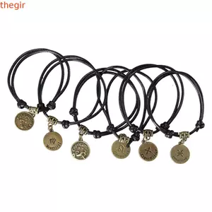 THEGIRL8B 12 Chòm Sao Nam Đen Dây Đi Biển Sandal Mắt Cá Chân Dây Xích Chân Trần Chân Trang Sức