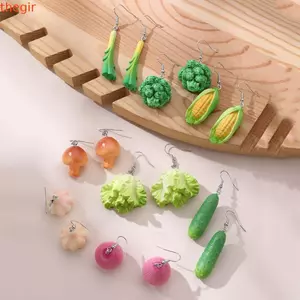 THEGIRL8B Bông Tai Dễ Thương, Rau Củ Cải, Bông Tai Tòn Ten Rau Mô Phỏng, Hợp Kim Ngộ nghĩnh Phong Cách Hàn Quốc Phụ Kiện Trang Sức Bông Tai Nấm Mùa Hè