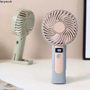 Quạt làm mát di động Mini LACYESUK, Quạt cầm tay màn hình kỹ thuật số nhỏ gọn 2 trong 1, Tuổi thọ pin dài Nhẹ 120 tốc độ Quạt đứng để bàn có thể sạc lại USB cho văn phòng