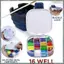 1 Chiếc Hộp Bảo Quản Tiết Kiệm Sơn Kín Hơi Hộp Bảng 16-Well Palette Hộp Có Nắp Bao Gồm Bàn Chải Sơn, Hoàn Hảo Cho Gouache Xanh