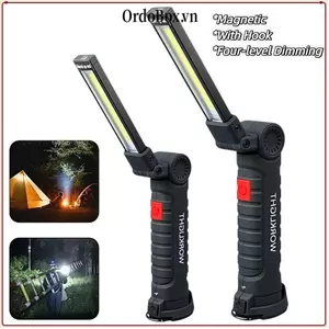 Đèn pin ORDOBOX, Đèn làm việc LED COB có thể sạc lại, Đèn mạnh chuyên nghiệp có nam châm & móc Đèn tìm kiếm cầm tay chống nước làm việc ban đêm ngoài trời