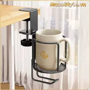 Giá đỡ cốc để bàn MONOSTYLE No Drill 2 trong 1, chống rơi, xoay 360 độ, kẹp cạnh, tay nâng cấp, điều chỉnh