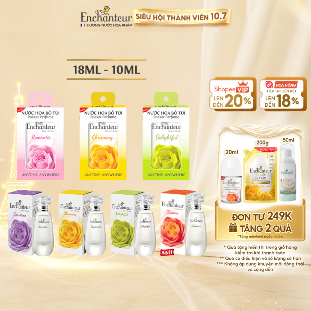 Nước hoa bỏ túi EDT Enchanteur 10ml / 18ml - lưu hương dài lâu, đạt chứng nhận Safe Perfume và Cruelty Free