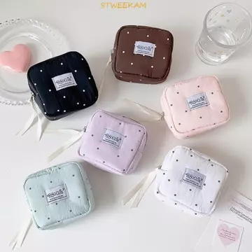 STWEEKAM Dots Star Túi đựng chìa khóa tai nghe Hộp đựng tiền xu nhỏ phong cách Hàn Quốc, Son môi đơn giản Hộp đựng mỹ phẩm Hộp đựng thẻ đa năng Túi Mini du lịch Unisex