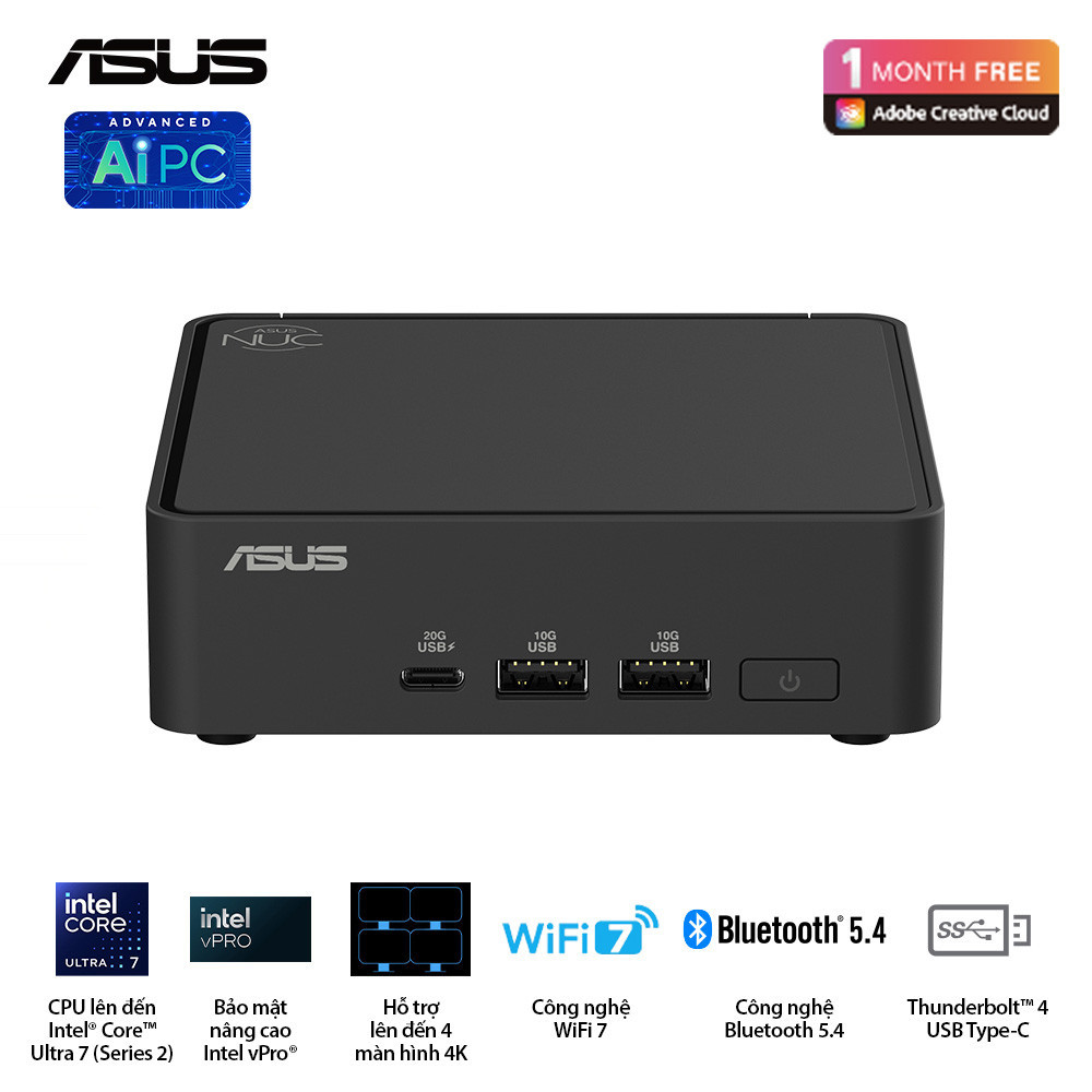 Mini PC Asus NUC 15 PRO Slim BNUC15CRLIP00000 (U300 | 2x DDR5-5200 | 1x ...
