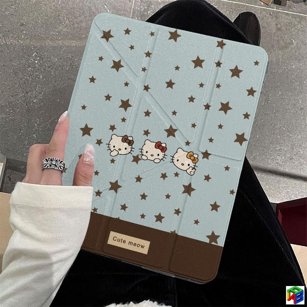 Ốp lưng 3 + Y-fold cho iPad 2026 Air M4 / 2025 Gen11-A16 / Air7-M3 / Pro 11inch Mini6 / 7Air5 / 4 10.9 inch Pro M4 / M5 thế hệ thứ 107 / 8 / 9 10.2 mini6 / 7 Vỏ iPad hình mèo Kitty có khe cắm bút