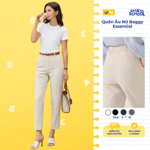 Quần âu nữ Yody cạp phối chun lưng, dáng baggy, quần straight essential ít nhăn TRA WOTR26A011