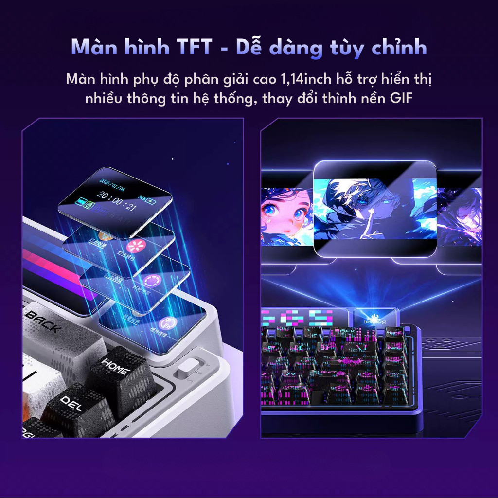 Bàn phím cơ Leobog AMG65 CUSTOM Màn hình (3 mode,2 màn hình Tùy chỉnh+ TFT, Pin 8000 mAh) THkeyboard | BigBuy360 - bigbuy360.vn
