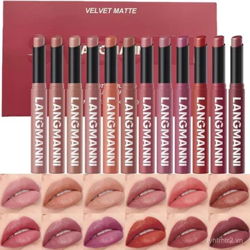 Jolilab12Velvet Matte Lipstick Nude Matte Soft Dark Lipstick High Pigment Son dưỡng môi chống thấm nước lâu trôi Quà tặng mỹ phẩm làm đẹp cho bé gái và phụ nữ (01 # -12 #) 2XC