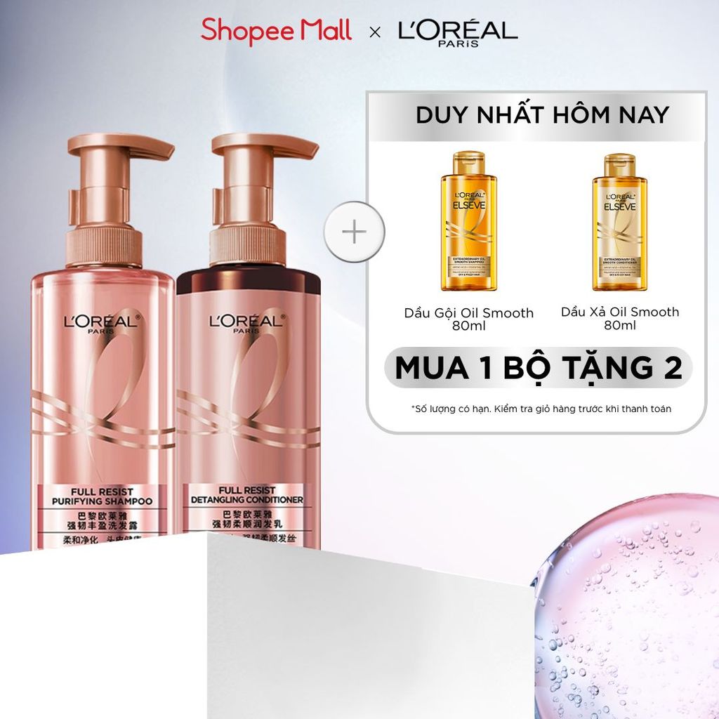 Bộ đôi dầu gội xả ngăn ngừa & giảm gãy rụng tóc, giúp tóc chắc khỏe hơn L’oreal Paris Elseve Full Resist 440ml