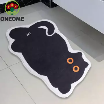 Thảm trải sàn hình mèo ONEOME, Thảm trải sàn chống trượt thấm hút, Thảm vào cửa Thảm trải sàn mèo đen siêu mềm dễ thương Phòng tắm