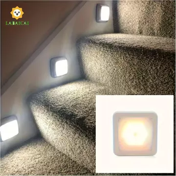 LABAICAI Đèn ngủ cảm biến chuyển động LABAICAI, Đèn ngủ LED thông minh tiết kiệm năng lượng cảm biến, Đèn nền màu trắng ấm áp Đèn cảm biến chuyển động PIR treo tường tự động Hành lang