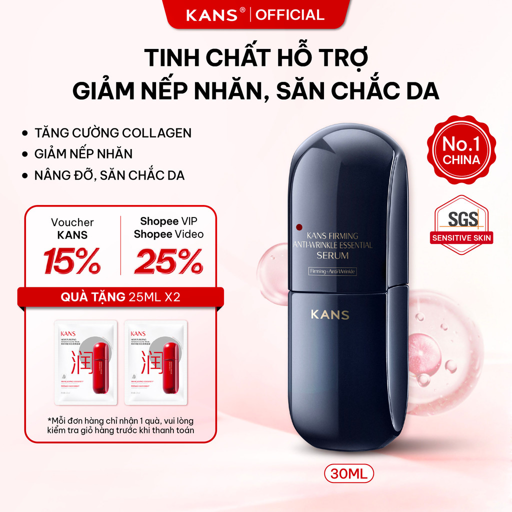 [HÀNG MỚI VỀ] KANS Serum Săn Chắc Da & Giảm Nếp Nhăn 30ml Giúp Tăng Độ Đàn Hồi, Hỗ Trợ Thúc Đẩy Collagen, Chống Lão Hóa