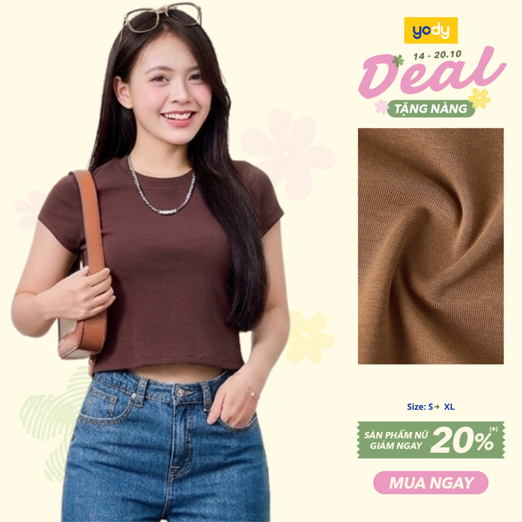 Áo Phông Nữ Yody Slimfit Thun Rib Coton Mềm WCTS26S040