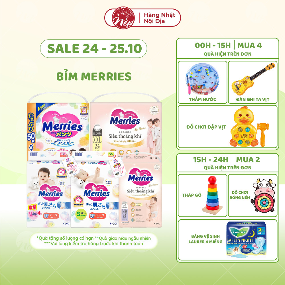 [HCM] [CỘNG MIẾNG] Tã/bỉm quần Merries NB76+6/S70+6 /M56+4/ M52+6/L44+6/XL38+6 - nepshop1