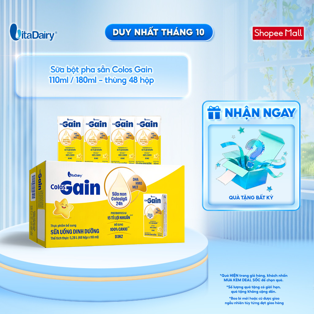 [THÙNG 48 HỘP] Sữa uống dinh dưỡng Colos Gain 110ml/180ml cải tiến - Giúp bé cải thiện cân nặng, bổ sung năng lượng