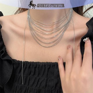 Onetimingfine Thời Trang Nhiều Lớp sel Vòng Cổ Ánh Sáng Màu Bạc Hợp Kim Xương Đòn Dây Xích Dành Cho Nữ Hợp Thời Trang Trang Trang Sức Quà Tặng VN