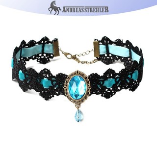 Onetimingfine Đen Ren Vòng Cổ Vòng Cổ Choker Nhung Pha Lê Vintage Gothic Dây Chuyền VN