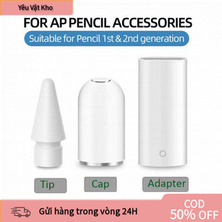 【COD】Đầu Chuyển Sạc & Nắp Từ Tính Thay Thế Dành Cho Apple Pencil 1 – Bộ Phụ Phụ Kiện – Bộ Nắp Bút, Ngòi B
