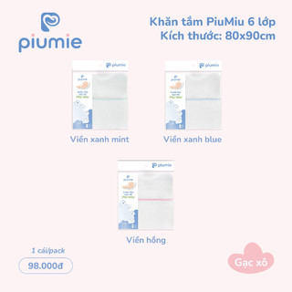 Piumie Khăn tắm gạc xô Piu Miu 6 lớp, 100% sợi bông cao cấp an toàn với em bé, dày dặn và thấm hút tốt.