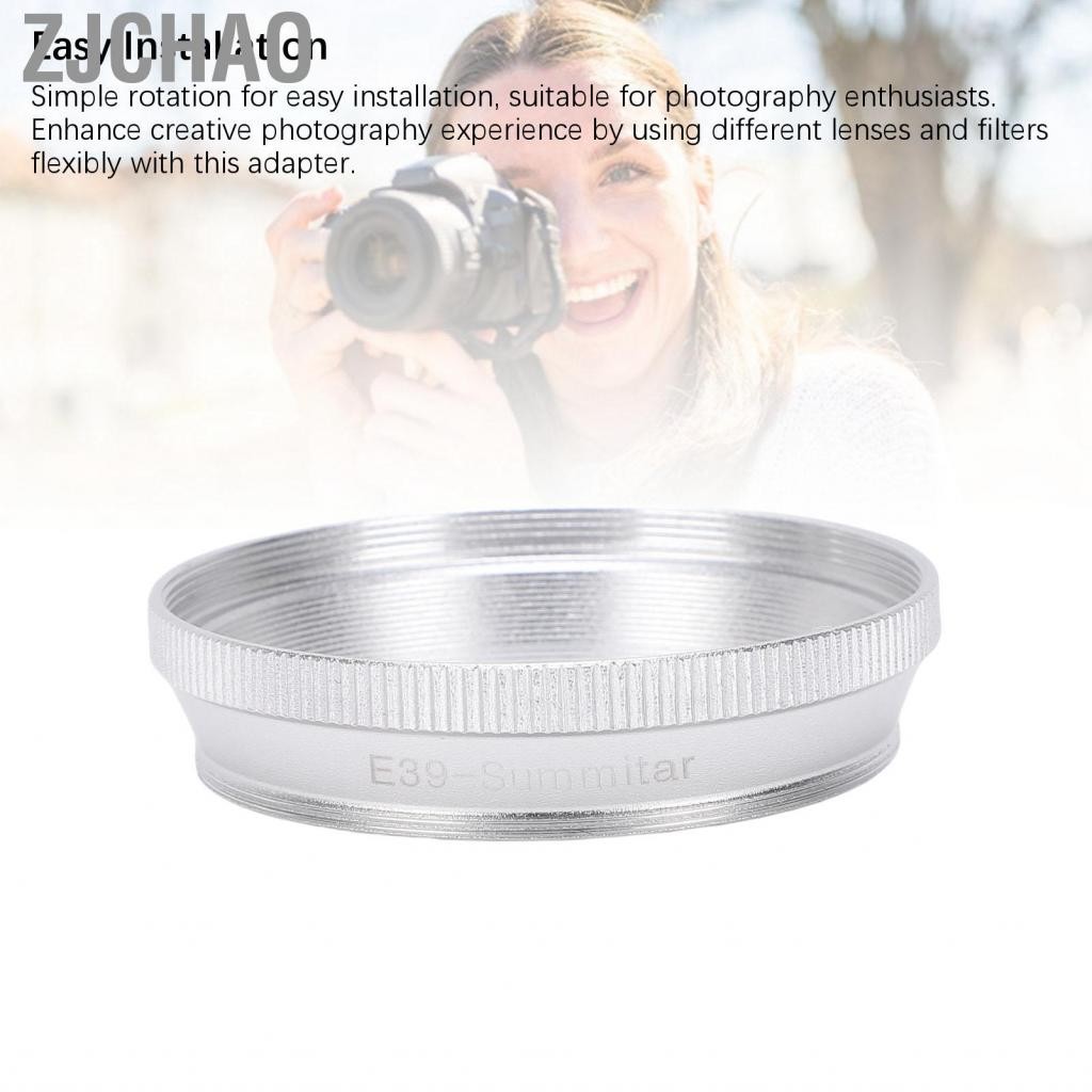 Zjchao Bộ chuyển đổi ống kính máy ảnh Wisoqu Hợp kim nhôm phù hợp cho Summitar 50mm F/2.0 Chuyển đổi giao diện bộ lọc E39 thành