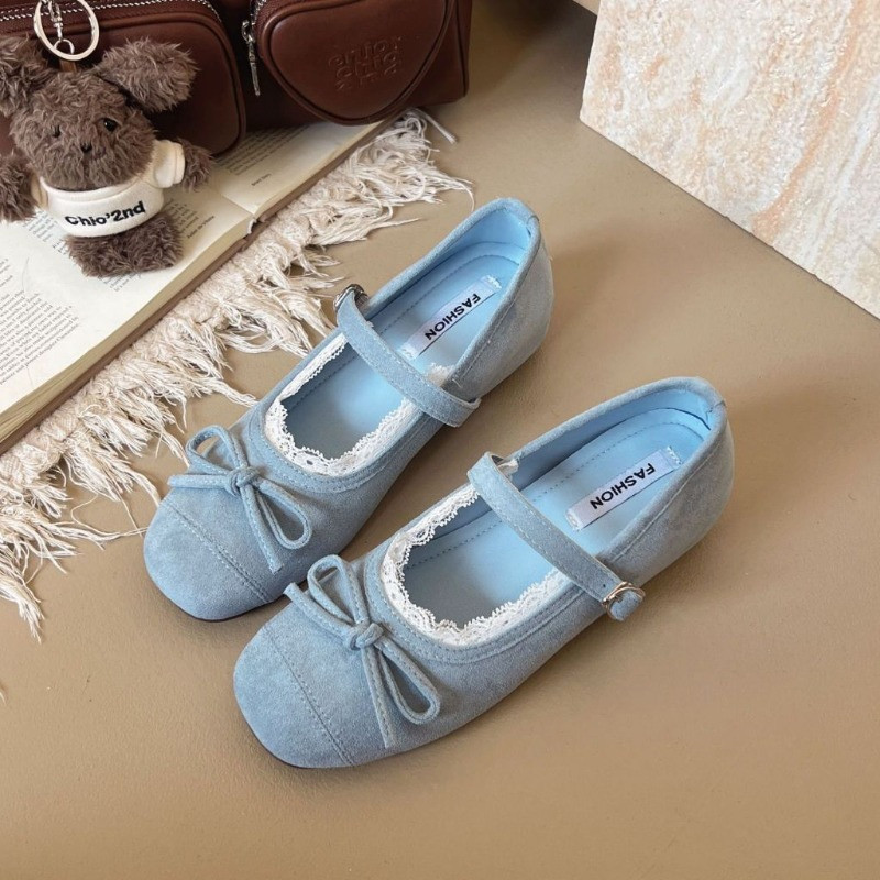 Atikota Nữ Giày Đế Bằng Slip-on Thời Trang Ren Ngọt Nơ Trang Trí Đa Năng Thoải Mái Nhẹ Thường Ngày Đế Bằng