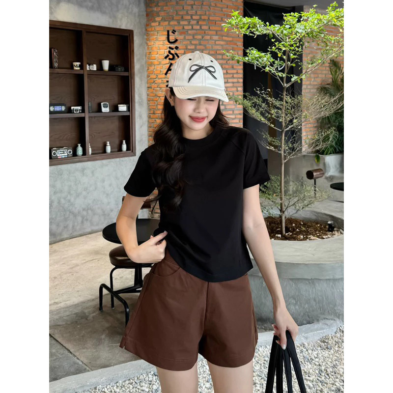 Áo Thun Baby Tee Trơn Cộc tay, Áo Phông Nữ Tay Zap Lăng Cổ Tròn Dáng Ôm BABY TEE Cotton 2 Chiều - A195