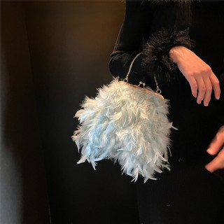 T Sang Trọng Lông Vũ Handmade Dây Xích Sang Trọng Túi Ăn Tối Túi Xách Ngọc Trai Cổ Tích Túi
