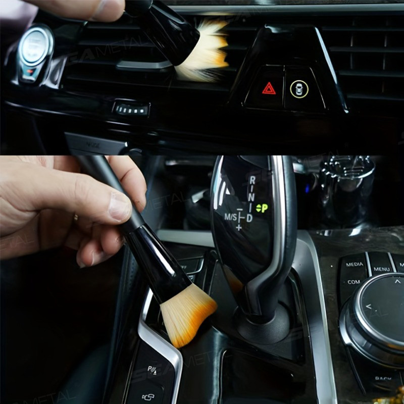 SEAMETAL Car Air Outlet Bảng điều khiển Chi tiết Bàn chải tay cầm dài Bàn chải làm sạch mềm cong Phụ kiện ô tô Dụng cụ làm sạch loại bỏ bụi