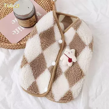 TOBE2 Áo Jack Quần Áo Cho Chó, Kẻ Sọc Lông Cừu Dễ Thương Thú Cưng Chó Con Quần Áo, Thời Trang Yorkies Trang Phục Mùa Đông Ấm Áp Cho Thú Cưng Trang Phục Gấu Áo Vest Chó Quần Áo Cho Mèo Chó