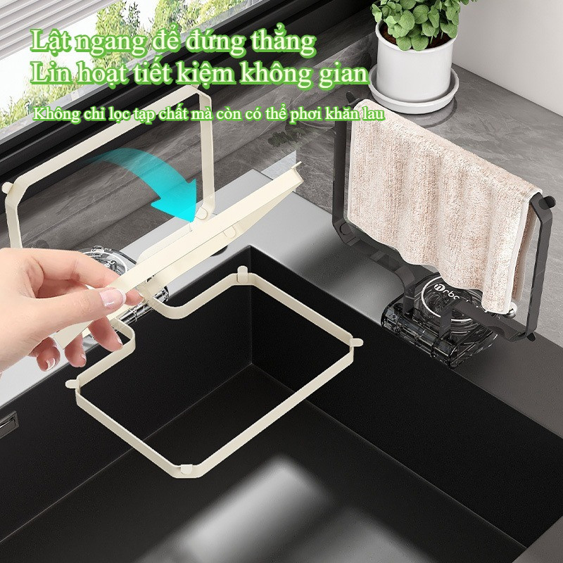 Giá Đỡ Lưới Lọc Rác Bồn Rửa Nhà Niêu, tặng kèm túi lọc, Lưới Lọc Rác Hút Chân Không, Tiện Lợi, Không Cần Khoan Đục