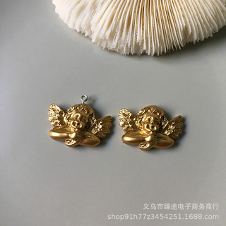 Phụ kiện trang sức DIY handmade Baroque mạ vàng nhỏ ba chiều - Mặt dây chuyền và bông tai