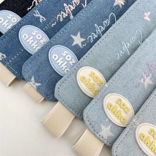 Hộp đựng bút RISEDOT, Túi đựng bút chống thất lạc dây thun, Phong cách Hàn Quốc Denim đa chức năng chống rơi Bút chì Stylus Bảo vệ cảm ứng