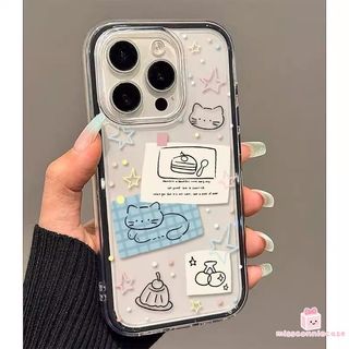 Ốp Lưng Cho Iphone 17 16 14 13 15 11 12 Pro Max Air XS XR X Max 14 16 15 Plus Nhiều Màu Sắc Chấm Bi Đơn Giản Dễ Thương Mèo Con Ngôi Sao Graffiti Sang Trọng 2 Trong 1 Ốp Lưng