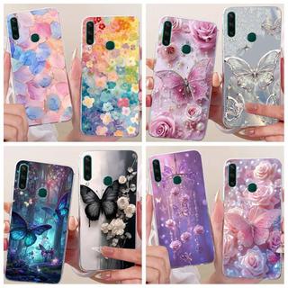 Dành Cho Huawei Y6P 2020 Ốp Điện Thoại Hoa Butterflu Nhiều Màu Sắc Thiết Kế Thời Trang Nữ Vỏ Silicon Mềm Trong Suốt Ốp Lưng Huawei Y7P