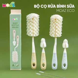 Bộ cọ rửa bình moaz eco 2 màu xám, be đánh bay mọi vết bẩn