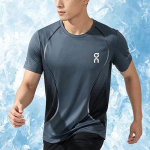 Áo thun nam tay ngắn thể thao nhanh khô Ice Silk mùa hè có cổ tròn