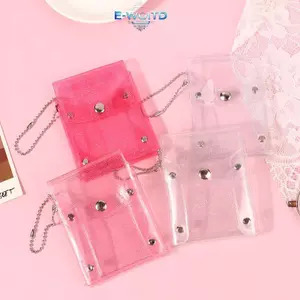 E-WOITD Thời Trang Lấp Lánh Trong Suốt Ví Đựng Tiền Xu PVC Thẻ Ảnh Ví Cho Bé Gái Rõ Ràng Mini Hasp Thay Đổi Túi Móc Khóa E-WOITD