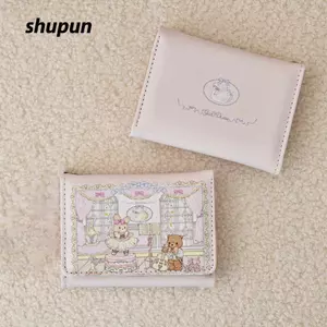 Ví ngắn SHUPUN, Túi đựng tiền di động hình gấu và thỏ, Ví đựng tiền xu PU nhiều khe thời trang cho bé gái