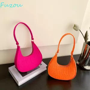Túi đeo vai FUZOU Trăng lưỡi liềm, Túi đeo vai bằng vải màu trơn in, Túi đeo vai thời trang phù hợp với túi xách nỉ dung tích lớn dành cho nữ